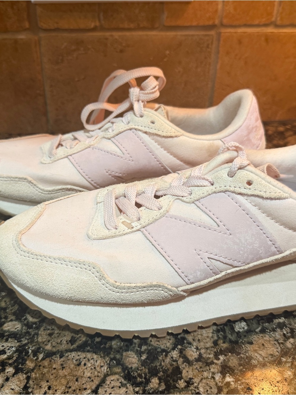 New Balance Pale Pink Retro Style Sneakers